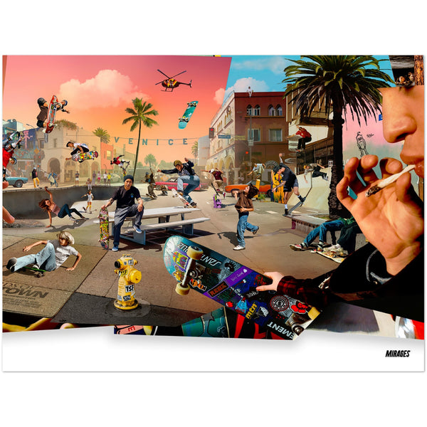 Mirages Los Angeles Skate Scene Affiche - Partie droite